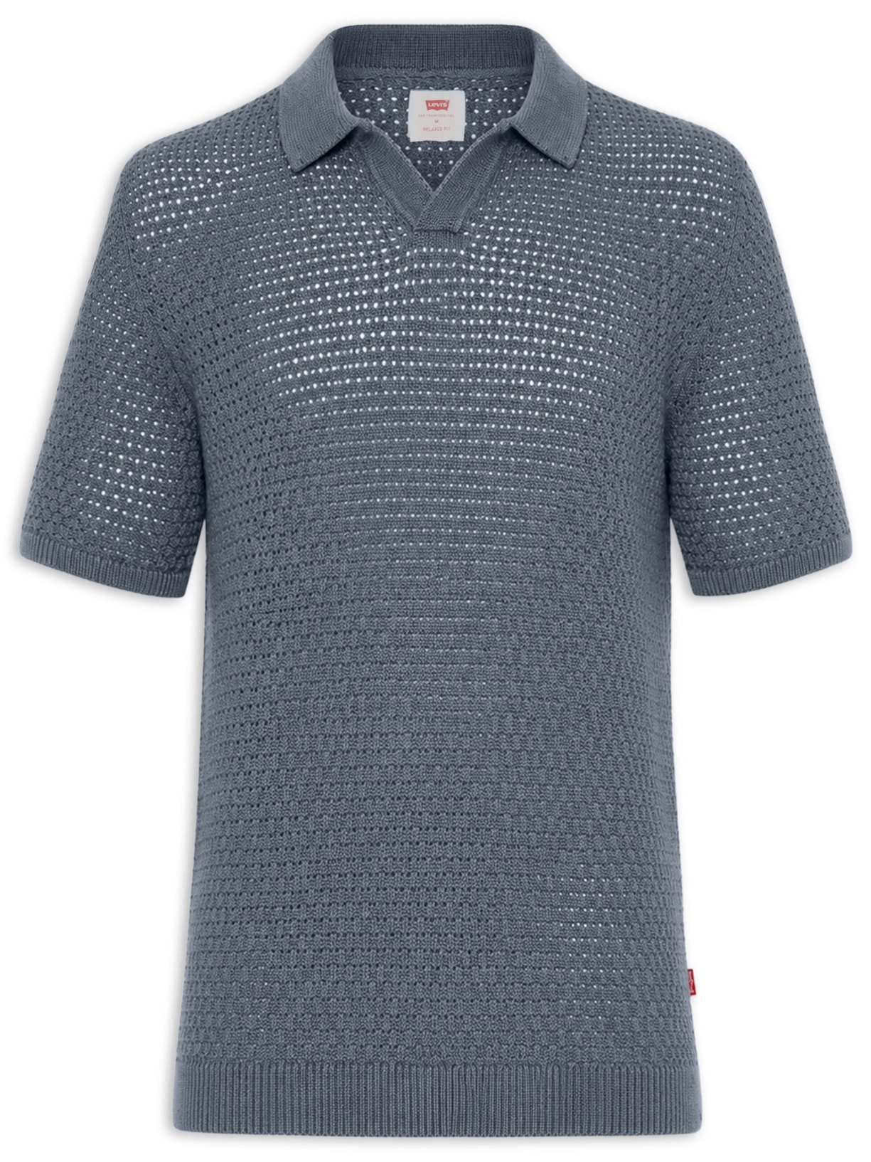 Polo Masculina Relaxed Fit Dillon Open Collar Azul Levi's