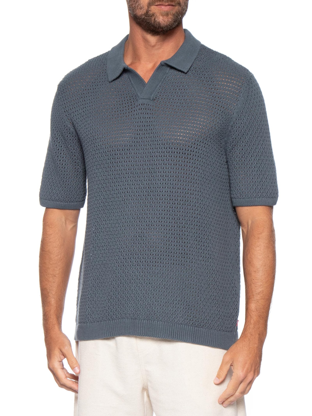 Polo Masculina Relaxed Fit Dillon Open Collar Azul Levi's