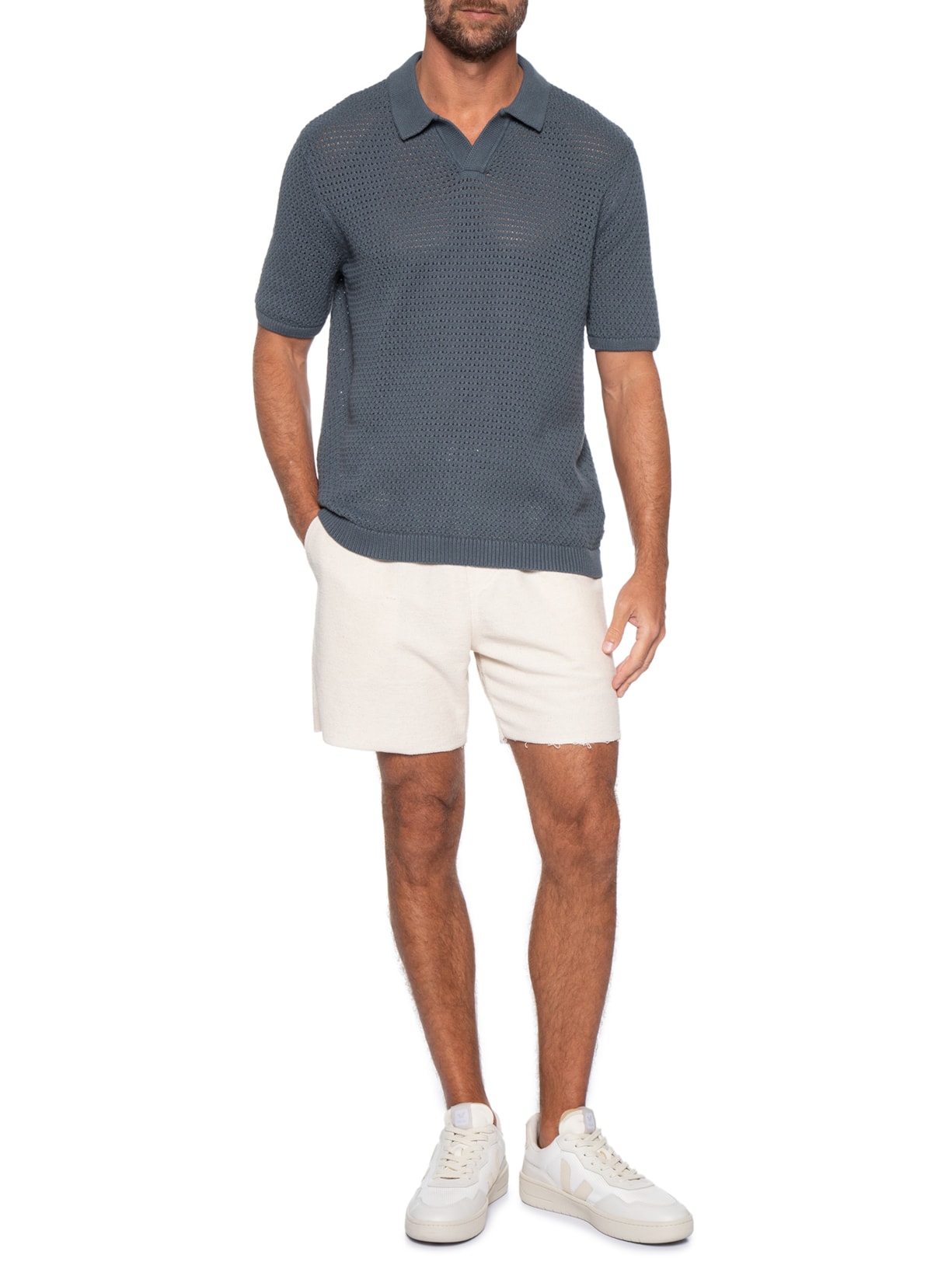 Polo Masculina Relaxed Fit Dillon Open Collar Azul Levi's