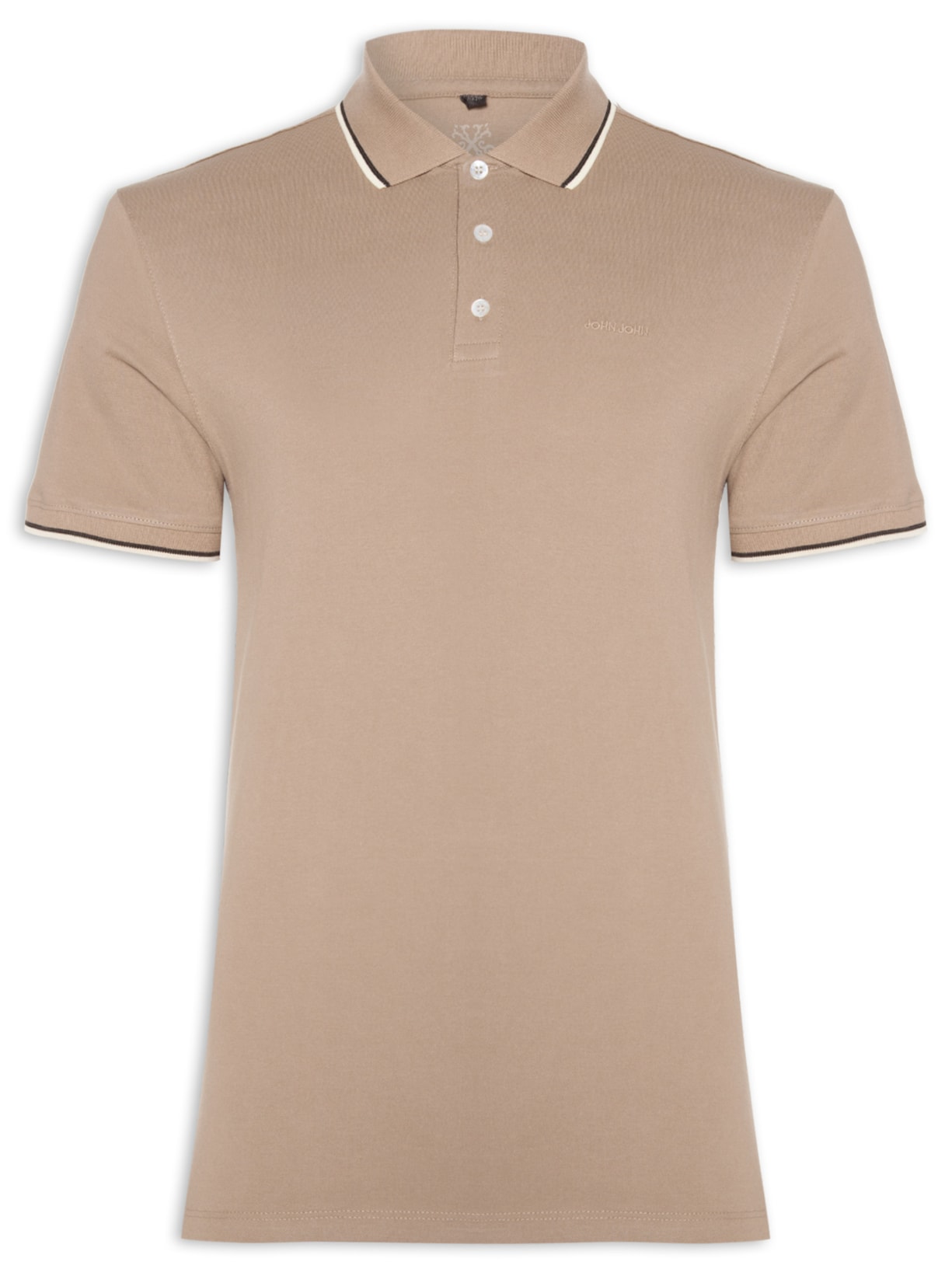 Polo Masculina Rg 2 Lines Taupe - Bege