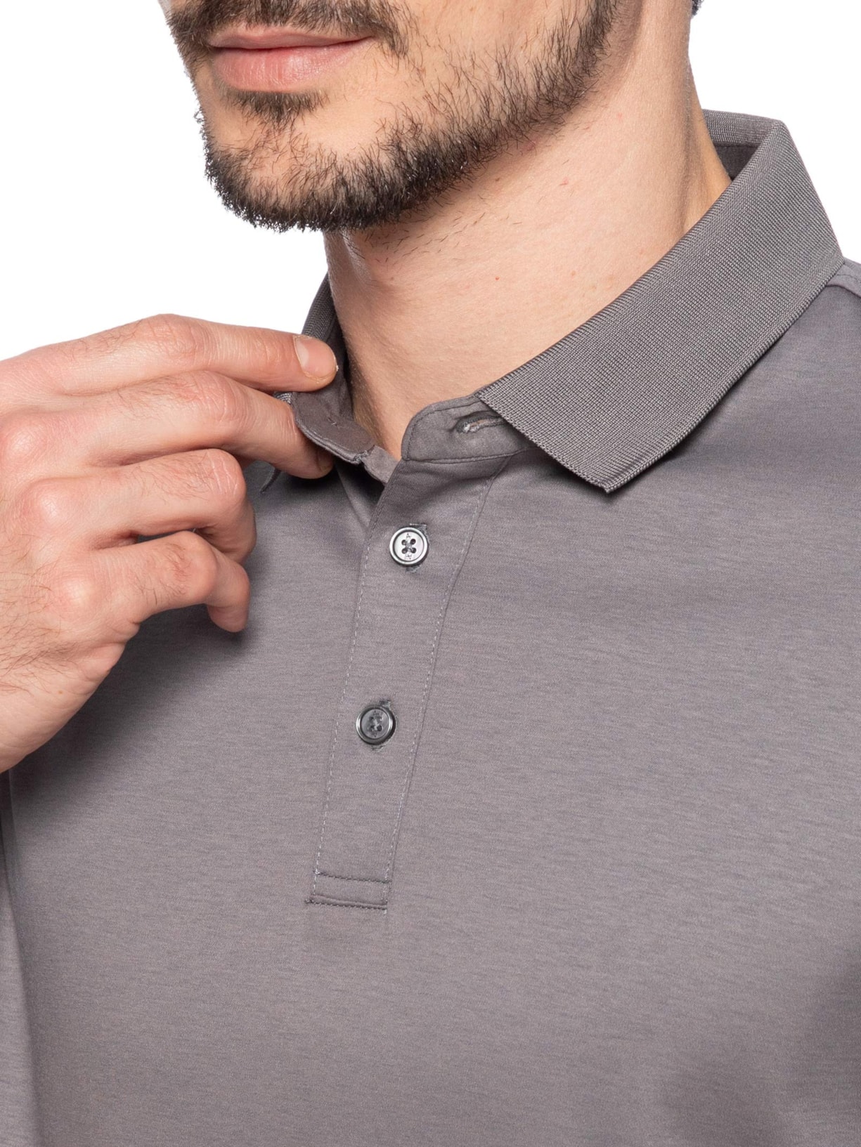Polo Masculina Seda Com Modal Cinza Aramis