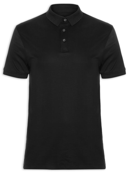 Polo Masculina Seda Com Modal - Preto