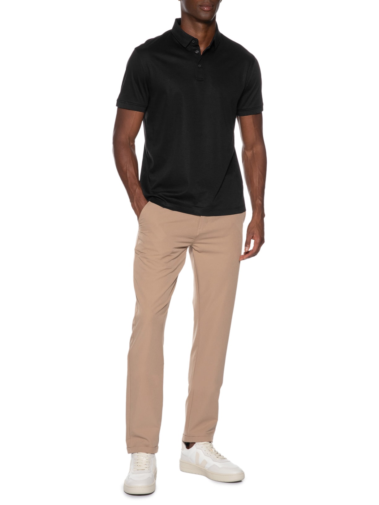 Polo Masculina Seda Com Modal Preto Aramis