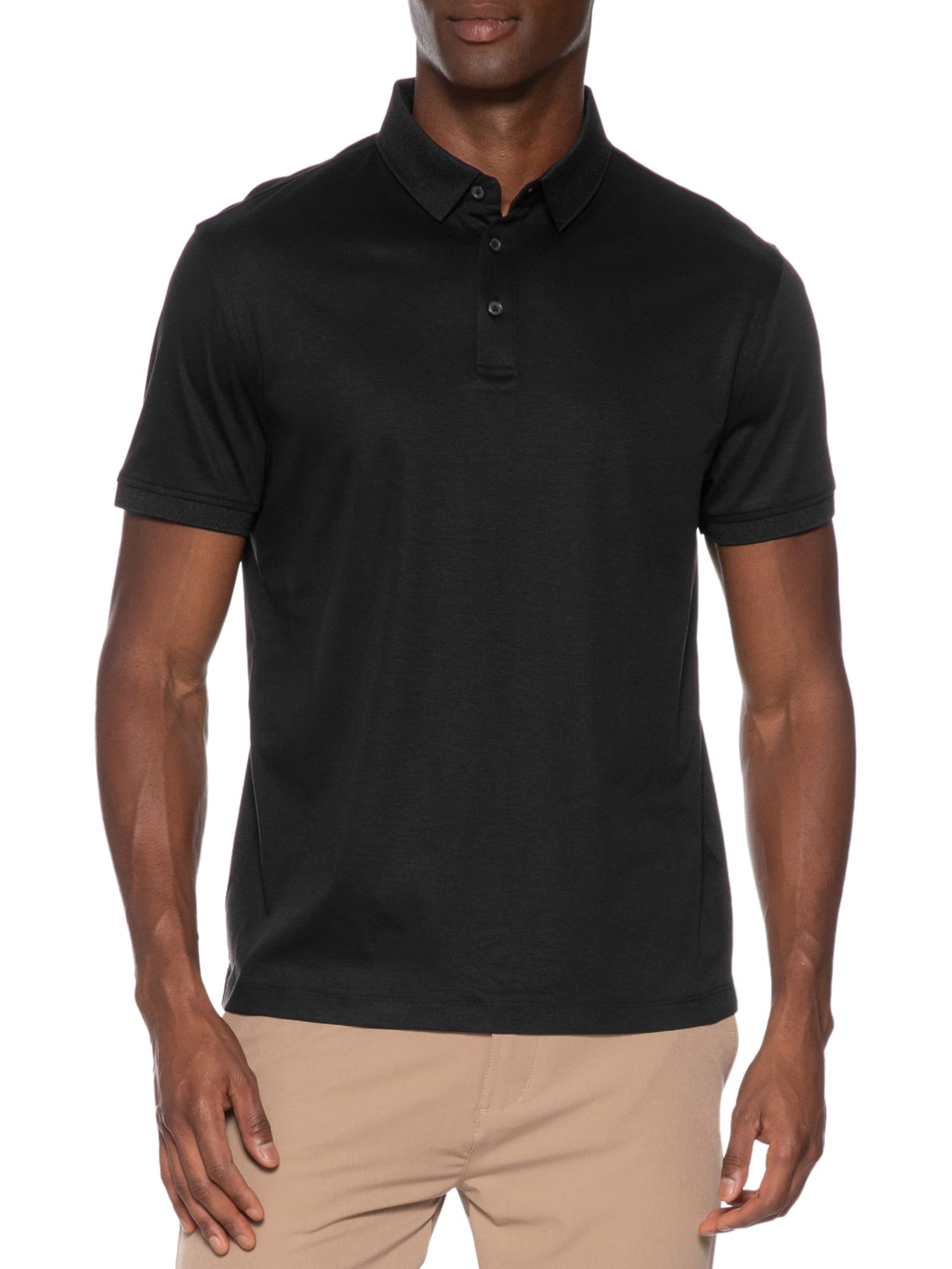 Polo Masculina Seda Com Modal Preto Aramis