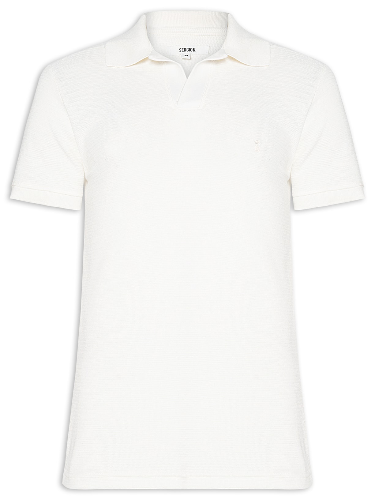 Polo Masculina Sem Botão Tricot Branco Sergio K