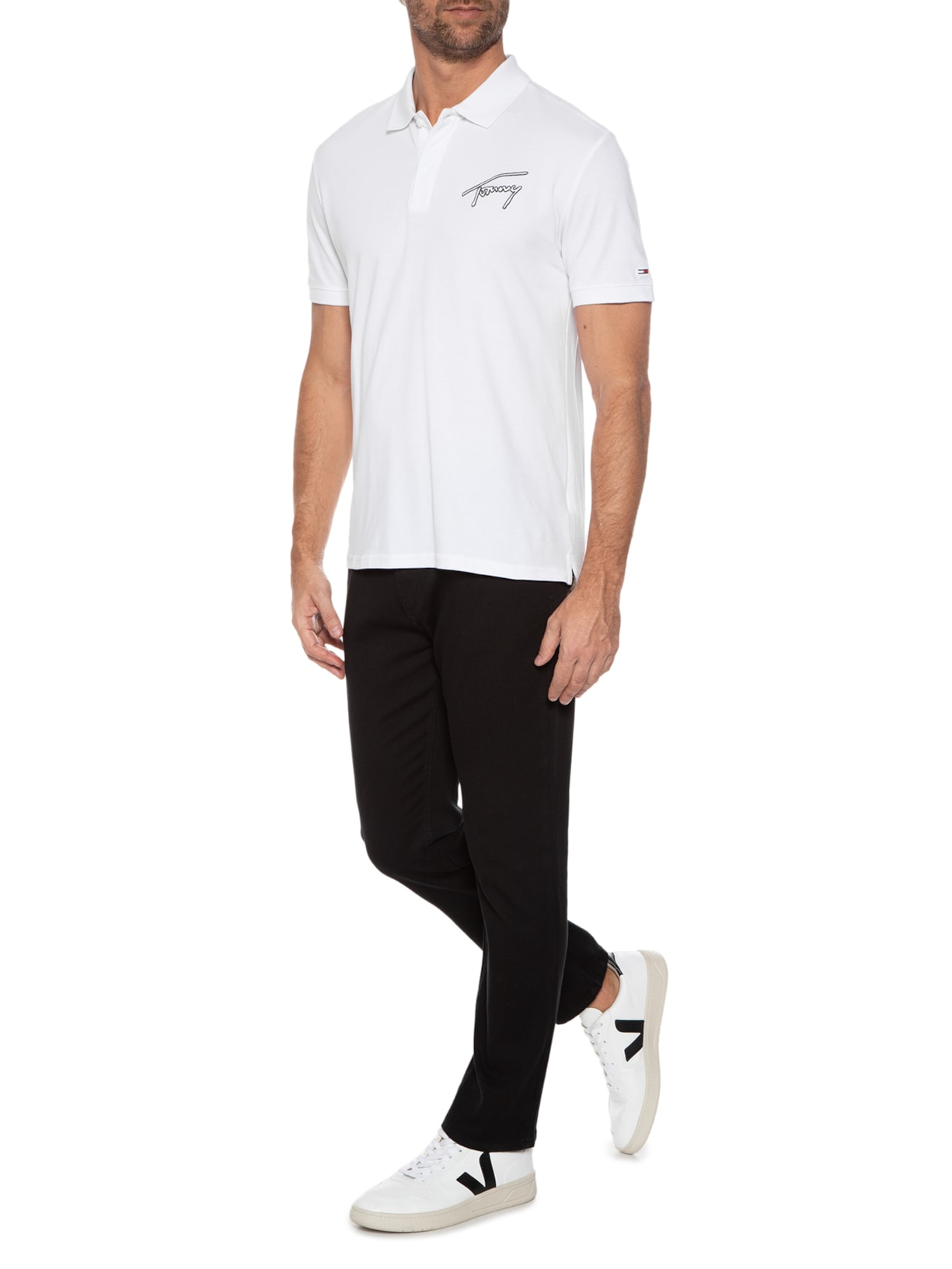 Polo Masculina Signature Branco Tommy Jeans