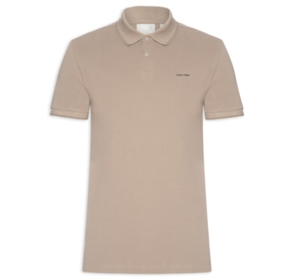 Polo Masculina slim Basica Com Friso - Bege