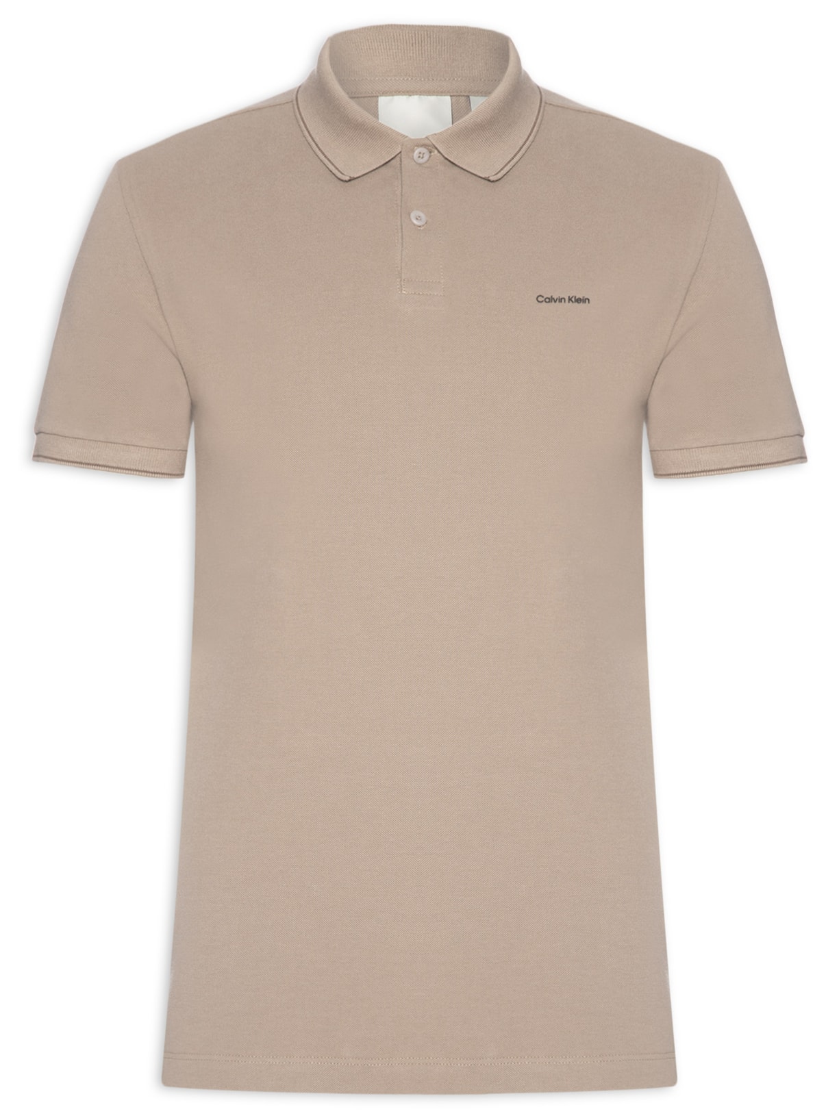 Polo Masculina slim Basica Com Friso - Bege