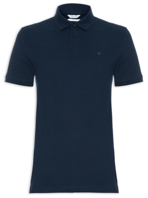 Polo Masculina Slim Básica Sem Friso - Azul