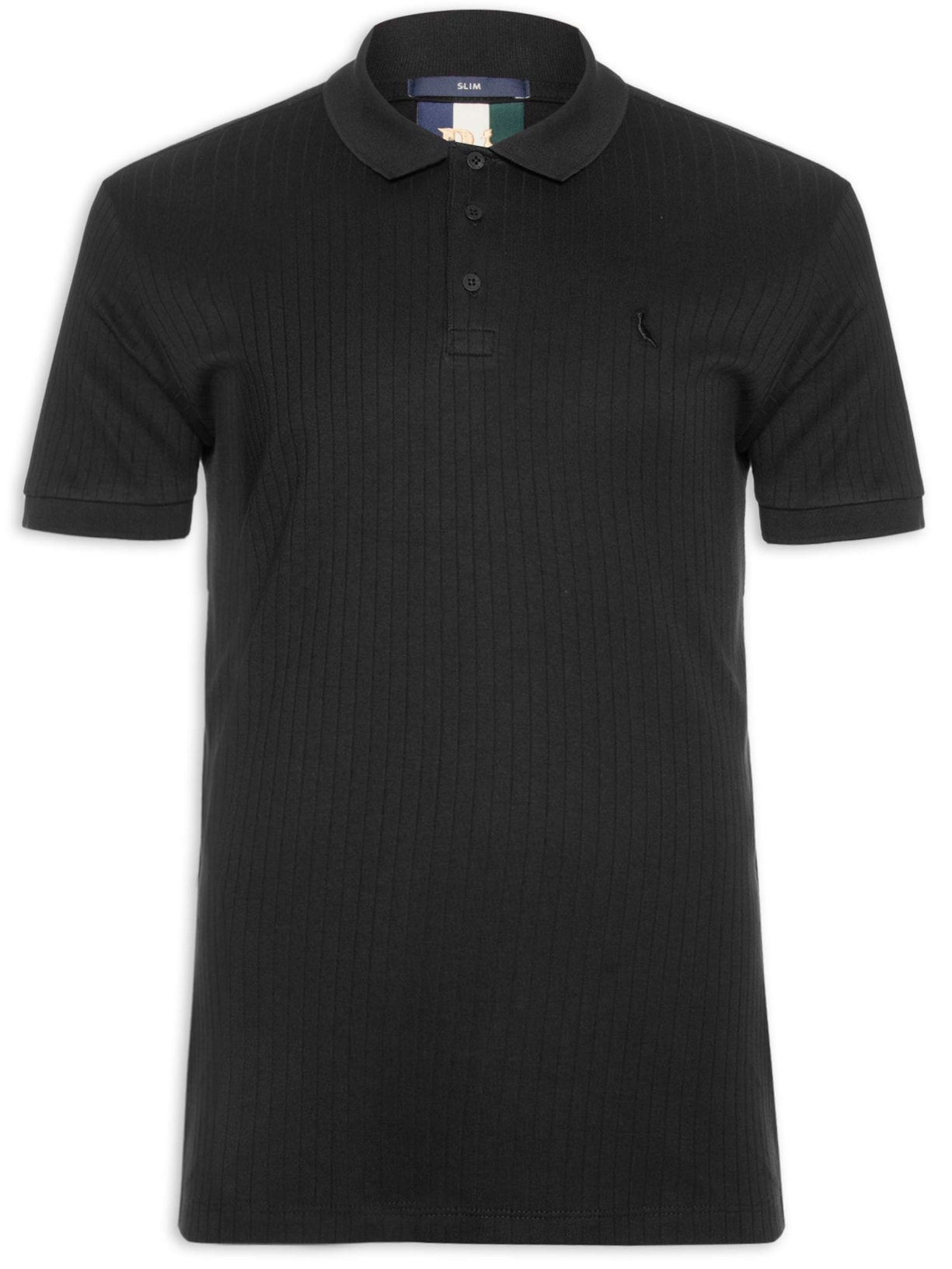 Polo Masculina Slim Canelada Preto Reserva