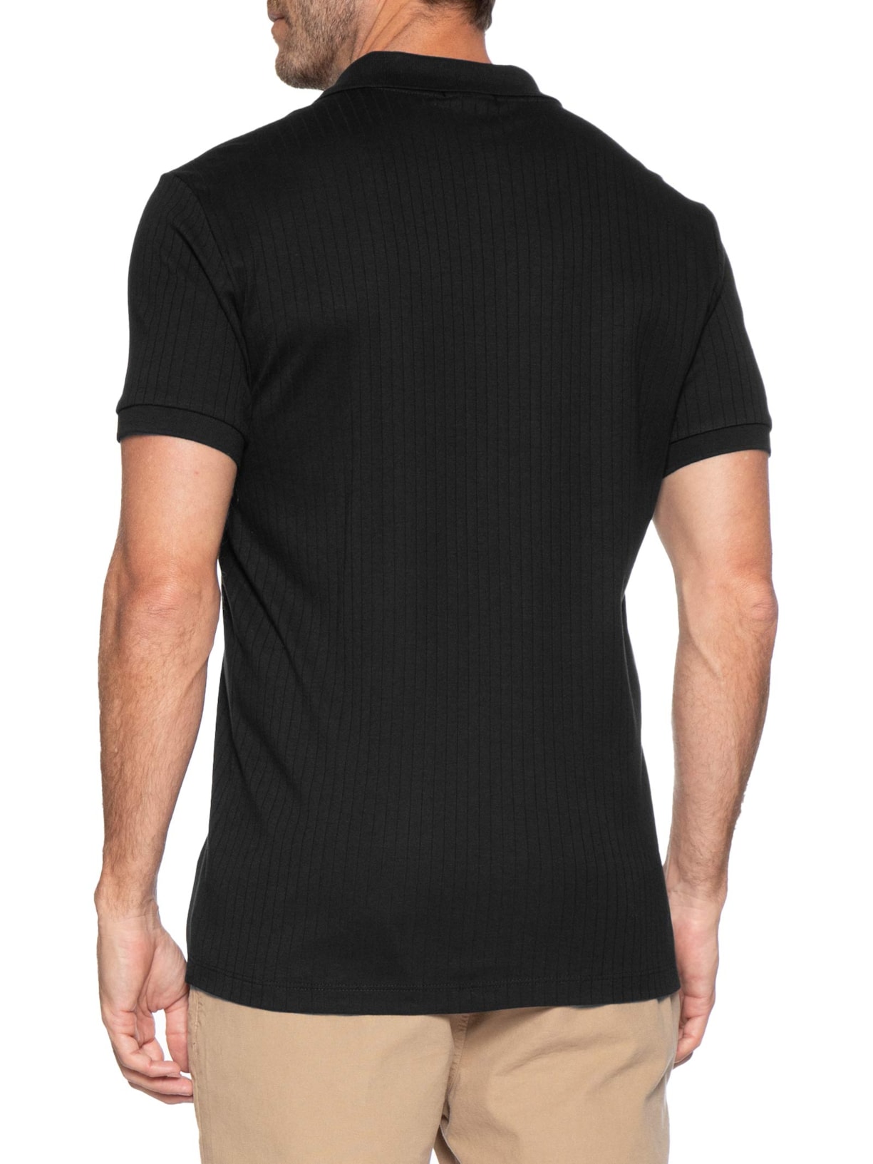 Polo Masculina Slim Canelada Preto Reserva