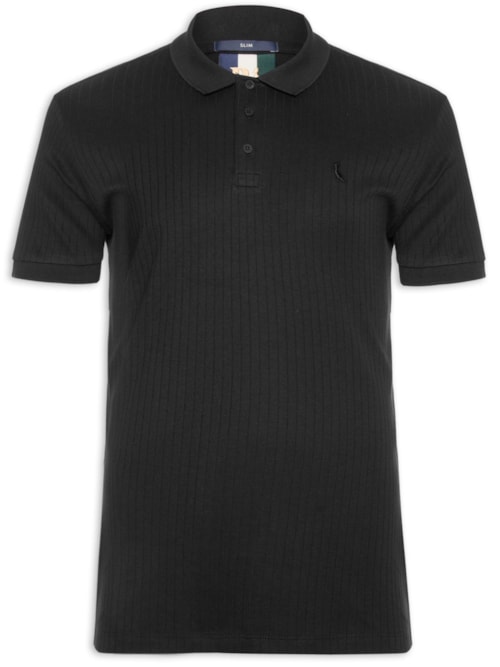 Polo Masculina Slim Canelada – Preto