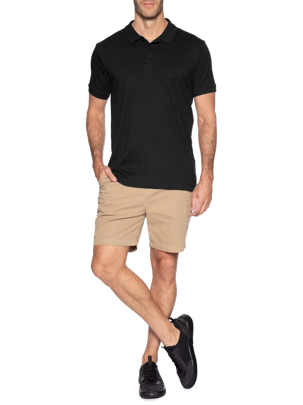 Polo Masculina Slim Canelada – Preto Reserva