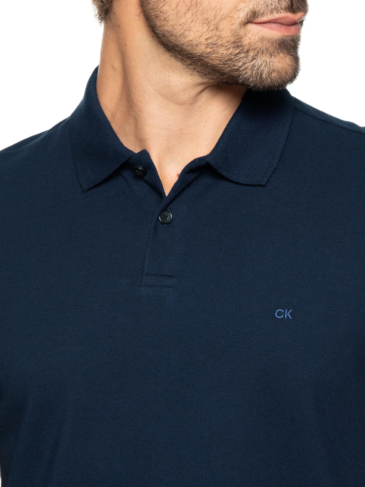 Polo Masculina Slim Fit Básica Azul Calvin Klein - White Label