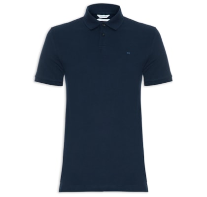 Polo Masculina Slim Fit Básica - Azul