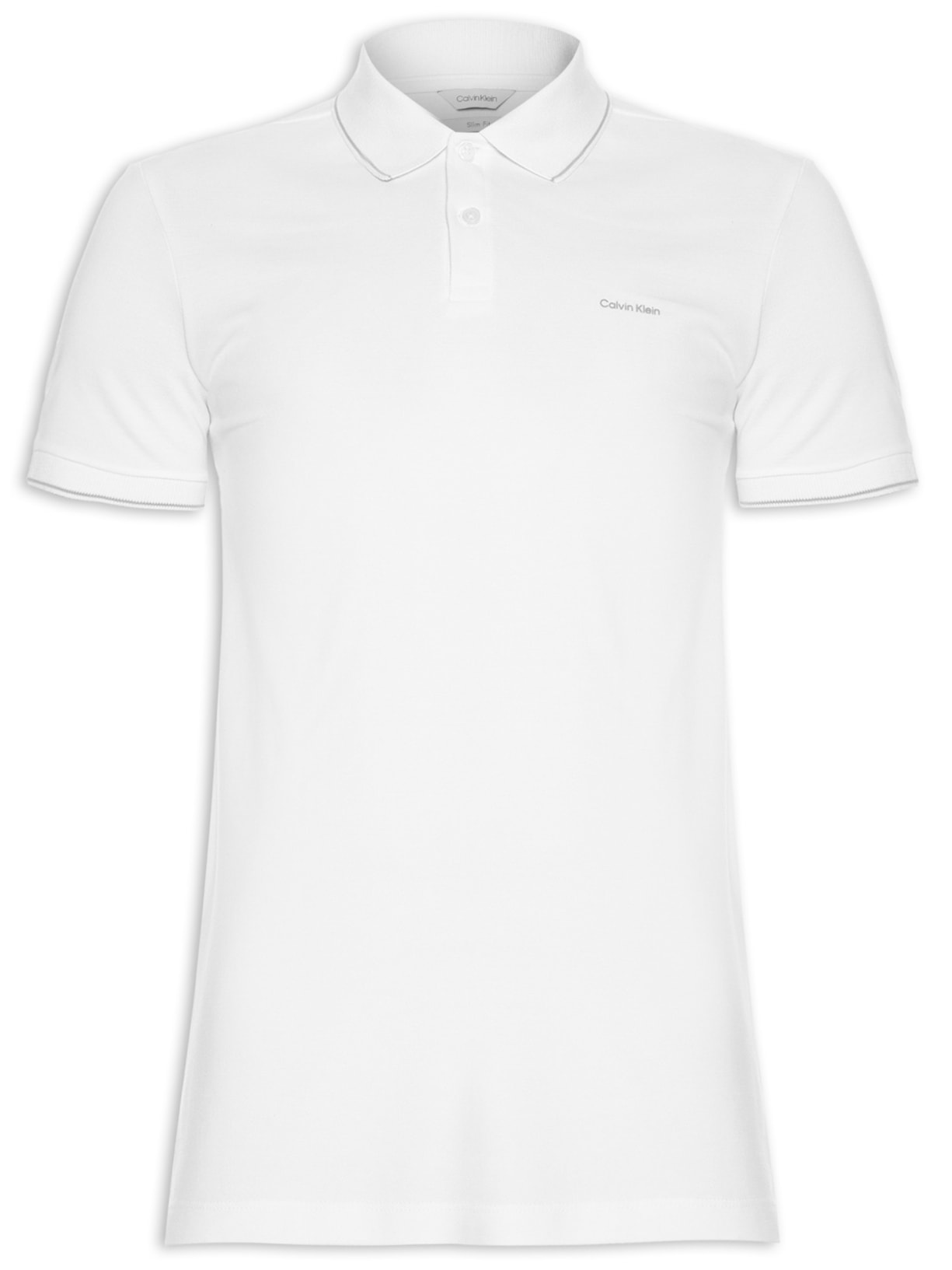 Polo Masculina Slim Fit Básica Com Friso - Branco