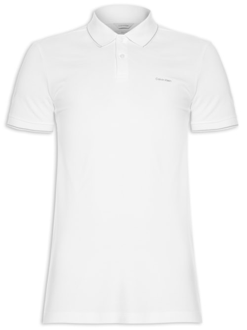 Polo Masculina Slim Fit Básica Com Friso - Branco