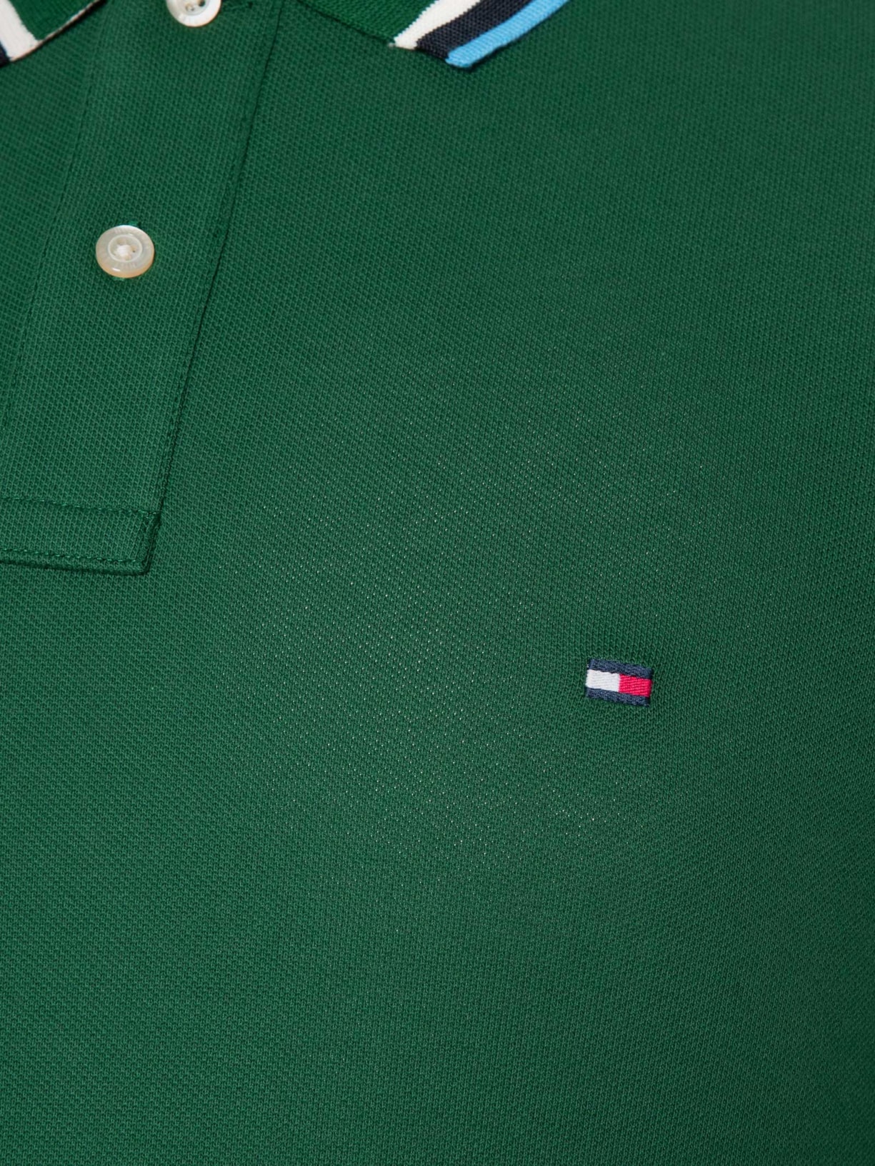 Polo Masculina Slim Fit Com Friso Verde Tommy Hilfiger