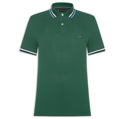 Polo Masculina Slim Fit Com Friso - Verde