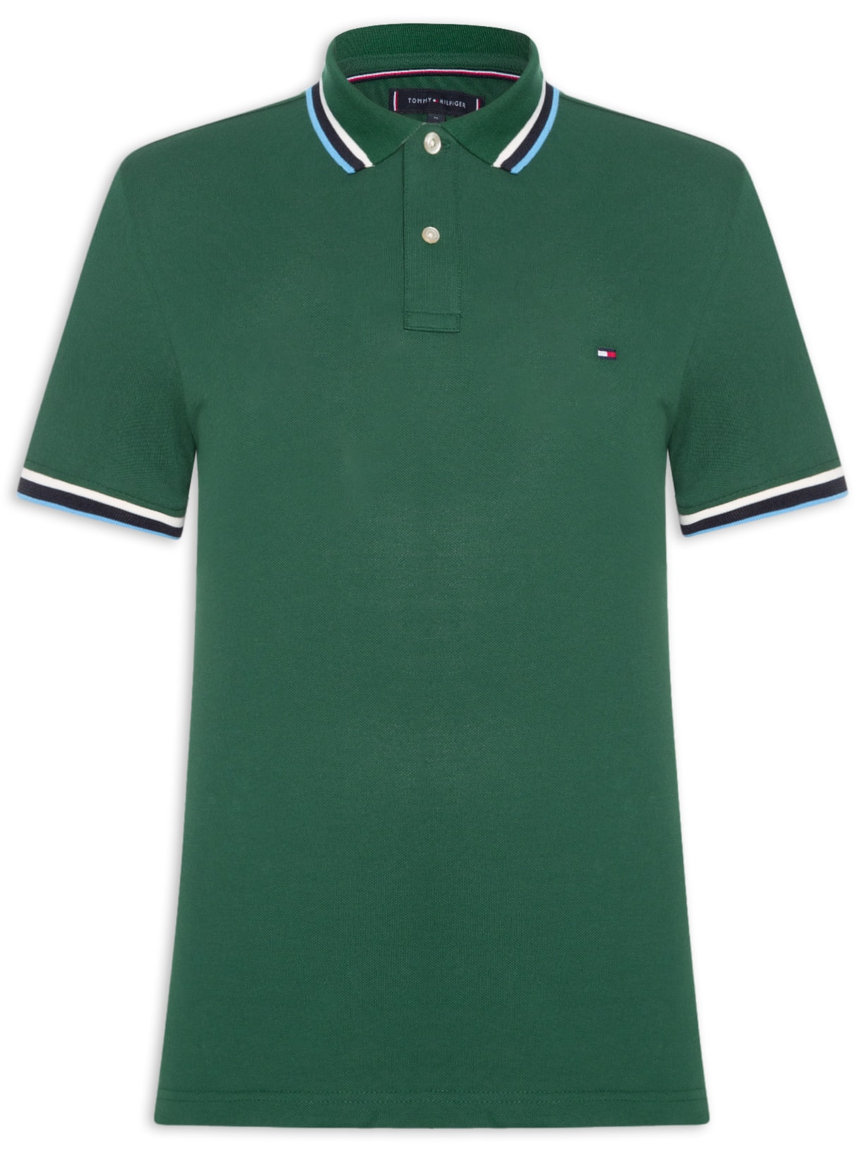 Polo Masculina Slim Fit Com Friso - Verde