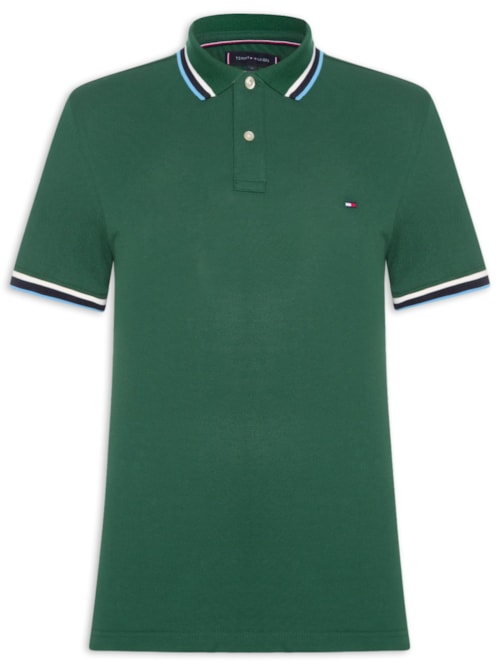 Polo Masculina Slim Fit Com Friso - Verde