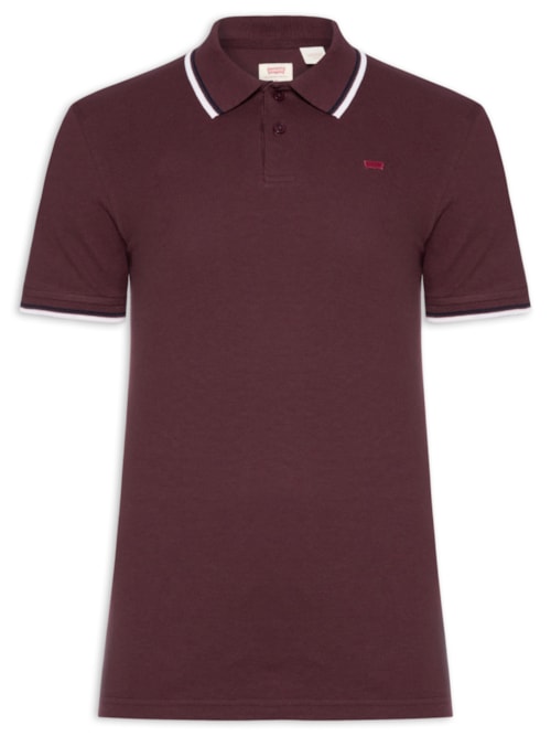 Polo Masculina Slim Fit Com Friso - Vermelho