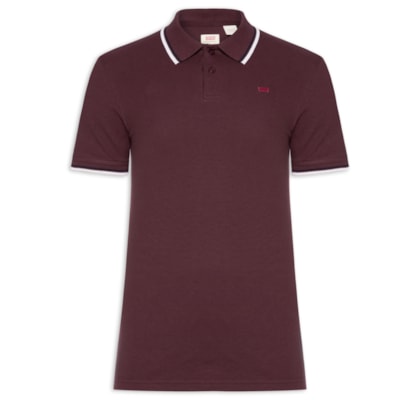 Polo Masculina Slim Fit Com Friso - Vermelho