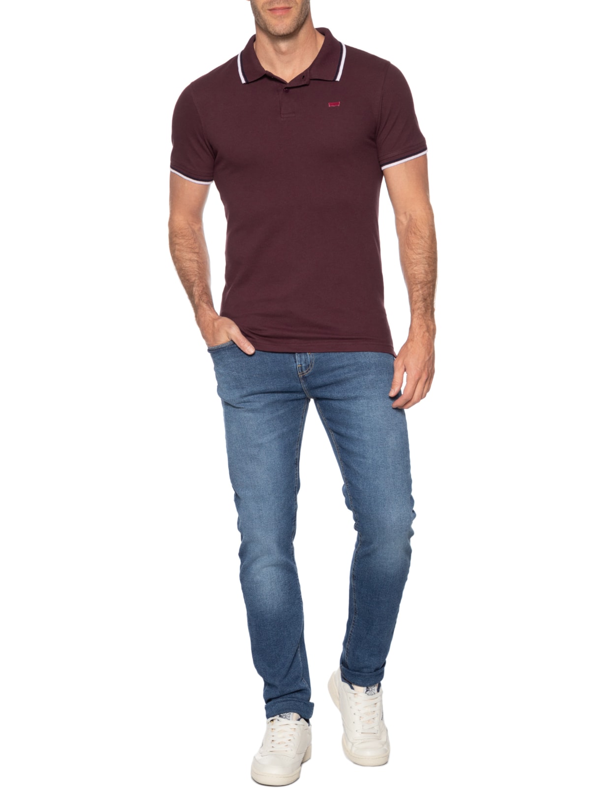 Polo Masculina Slim Fit Com Friso Vermelho Levi's