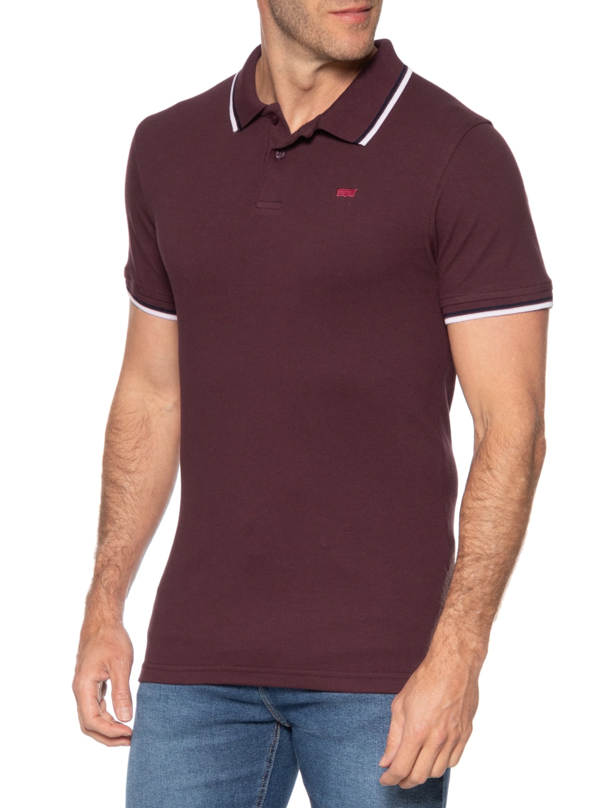 Polo Masculina Slim Fit Com Friso Vermelho Levi's