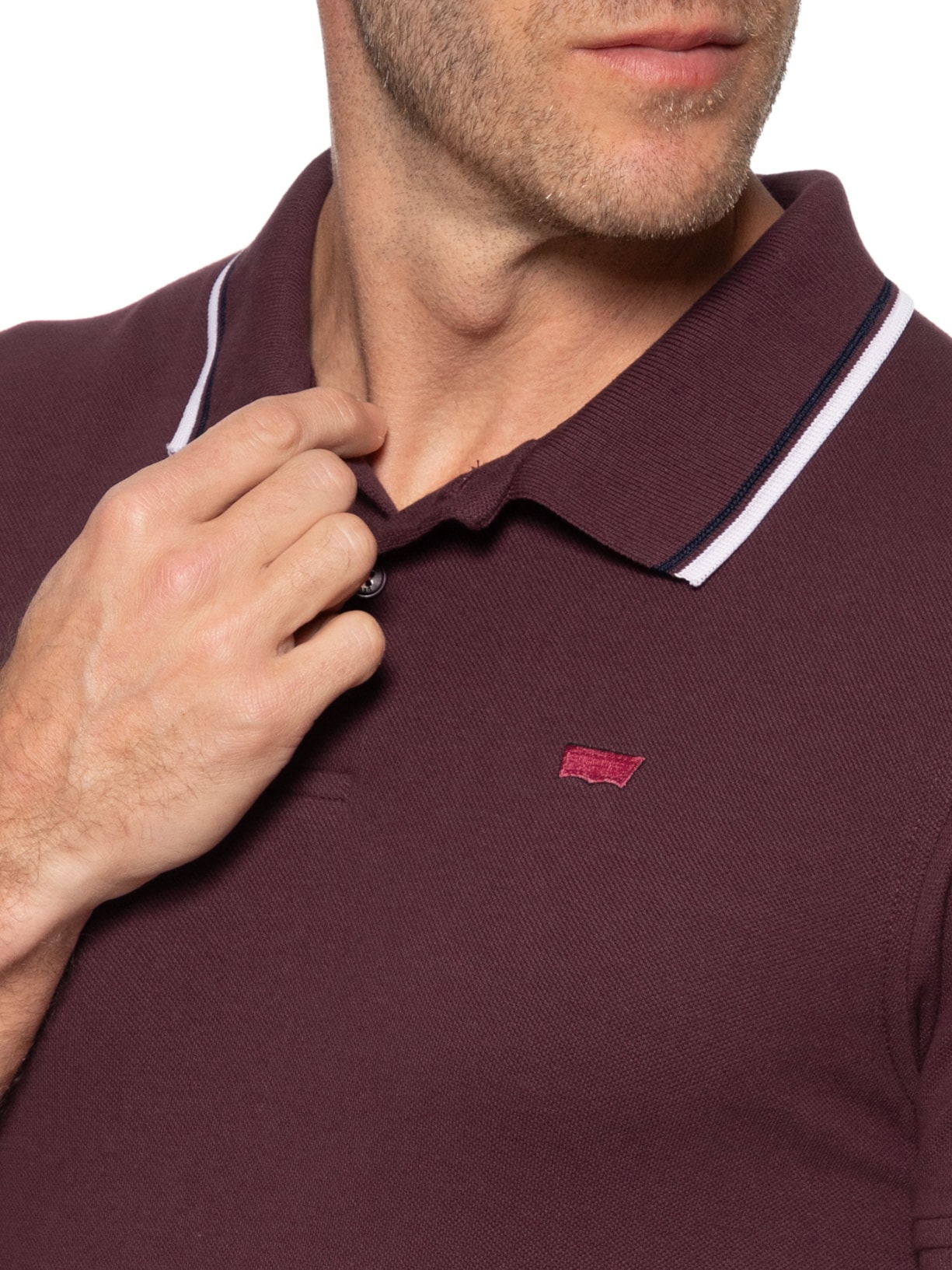 Polo Masculina Slim Fit Com Friso Vermelho Levi's