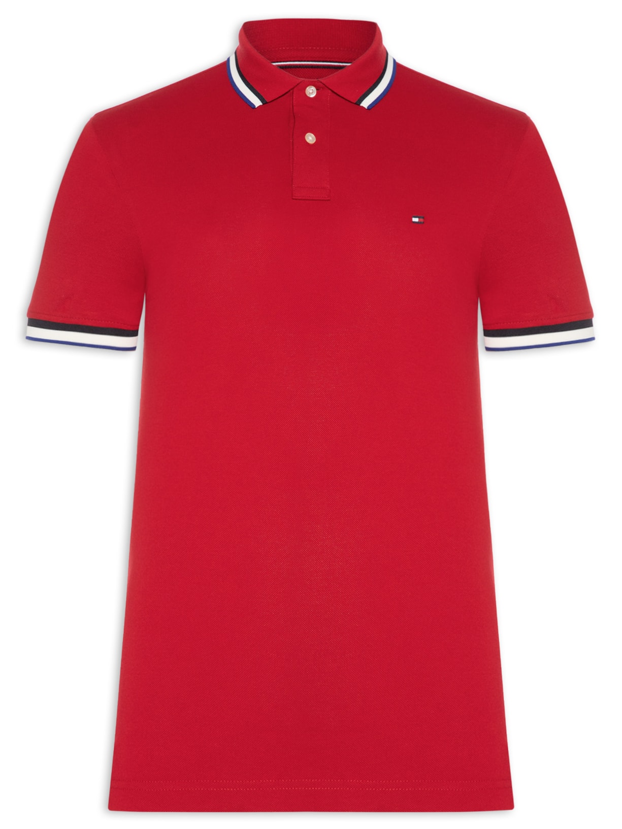 Polo Masculina Slim Fit Com Friso - Vermelho