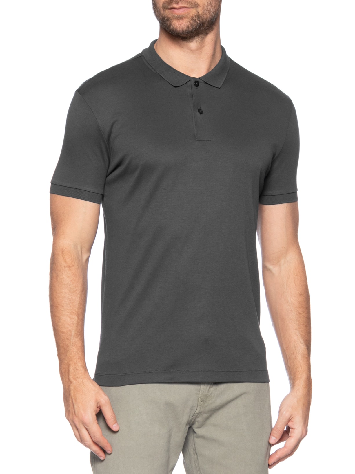 Polo Masculina Slim Fit Em Algodão Pima Peruano Preto Pineapple