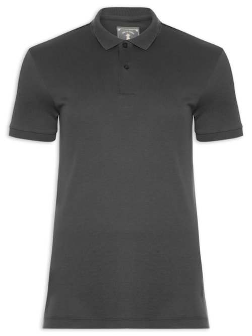 Polo Masculina Slim Fit Em Algodão Pima Peruano - Preto