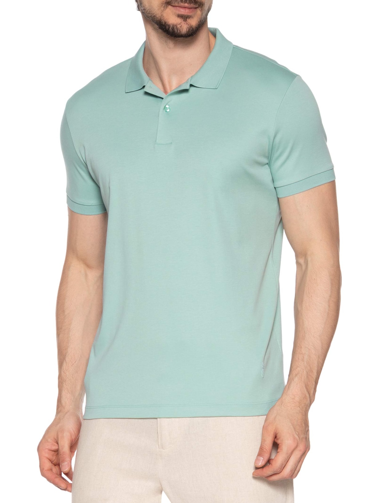 Polo Masculina Slim Fit em Algodão Pima Peruano Verde Pineapple