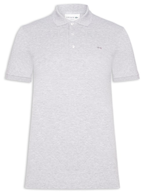 Polo Masculina Slim Fit Em Mini Piquet Stretch - Cinza