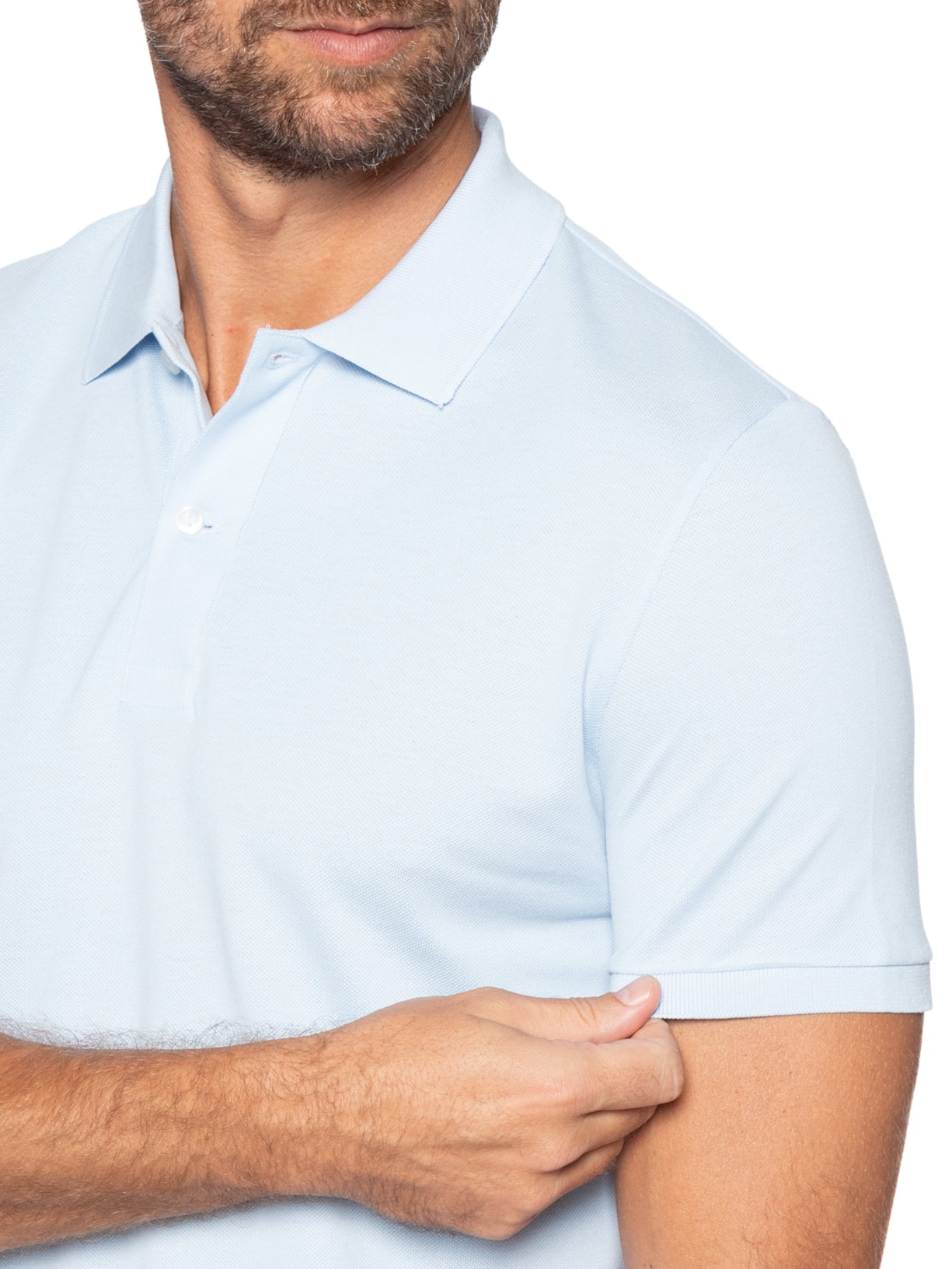 Polo Masculina Slim Fit Em Petit Piquet Azul Lacoste