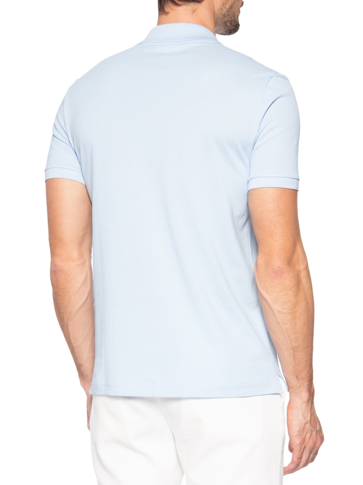 Polo Masculina Slim Fit Em Petit Piquet Azul Lacoste