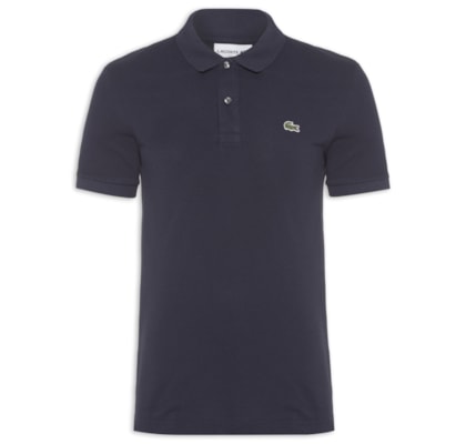 Polo Masculina Slim Fit Em Petit Piquet - Azul Marinho