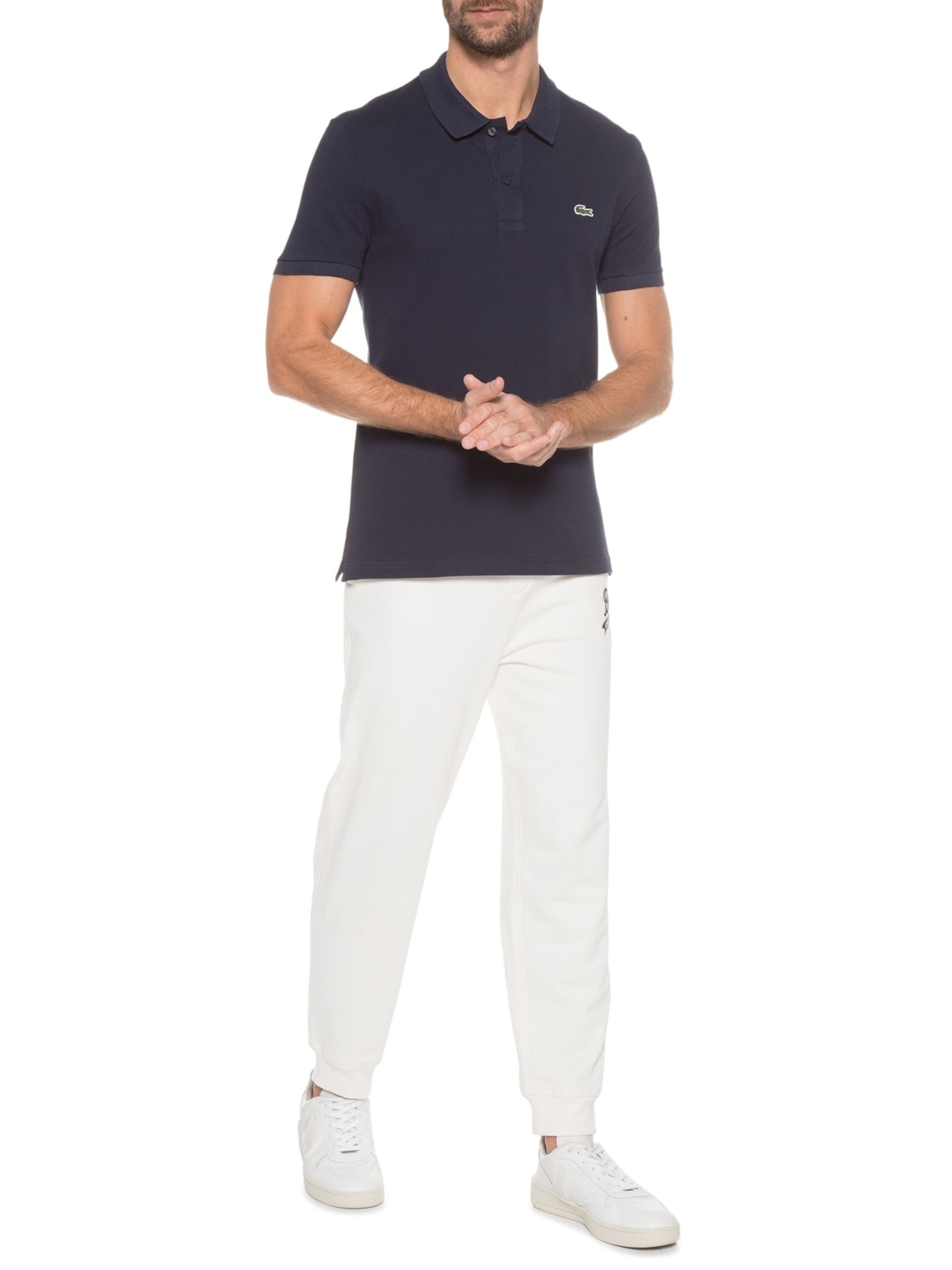 Polo Masculina Slim Fit Em Petit Piquet Azul Marinho Lacoste