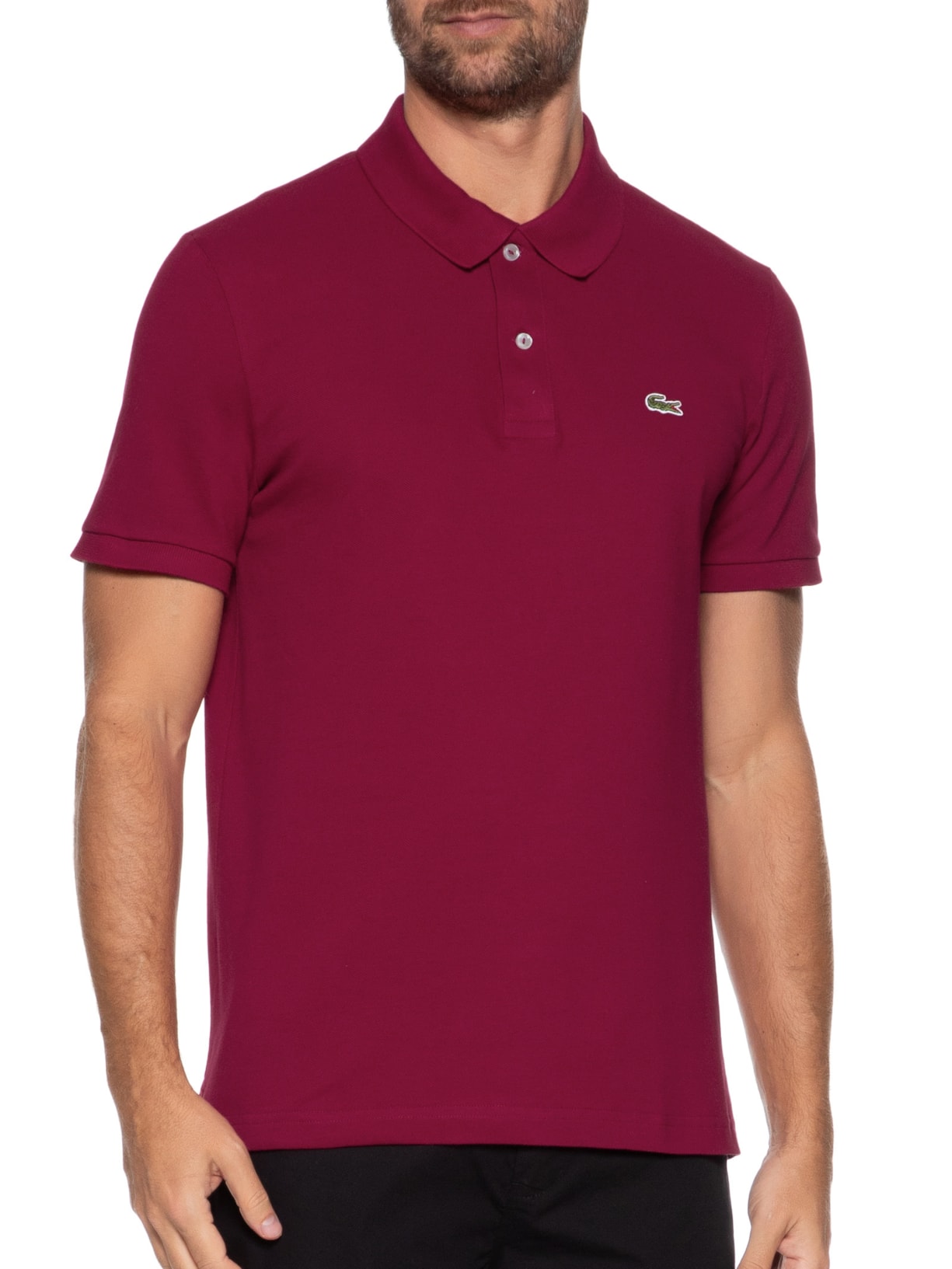 Polo Masculina Slim Fit Em Petit Piquet Vermelho  Lacoste