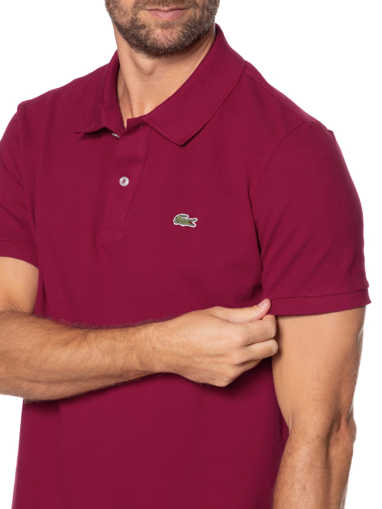Polo Masculina Slim Fit Em Petit Piquet Vermelho  Lacoste