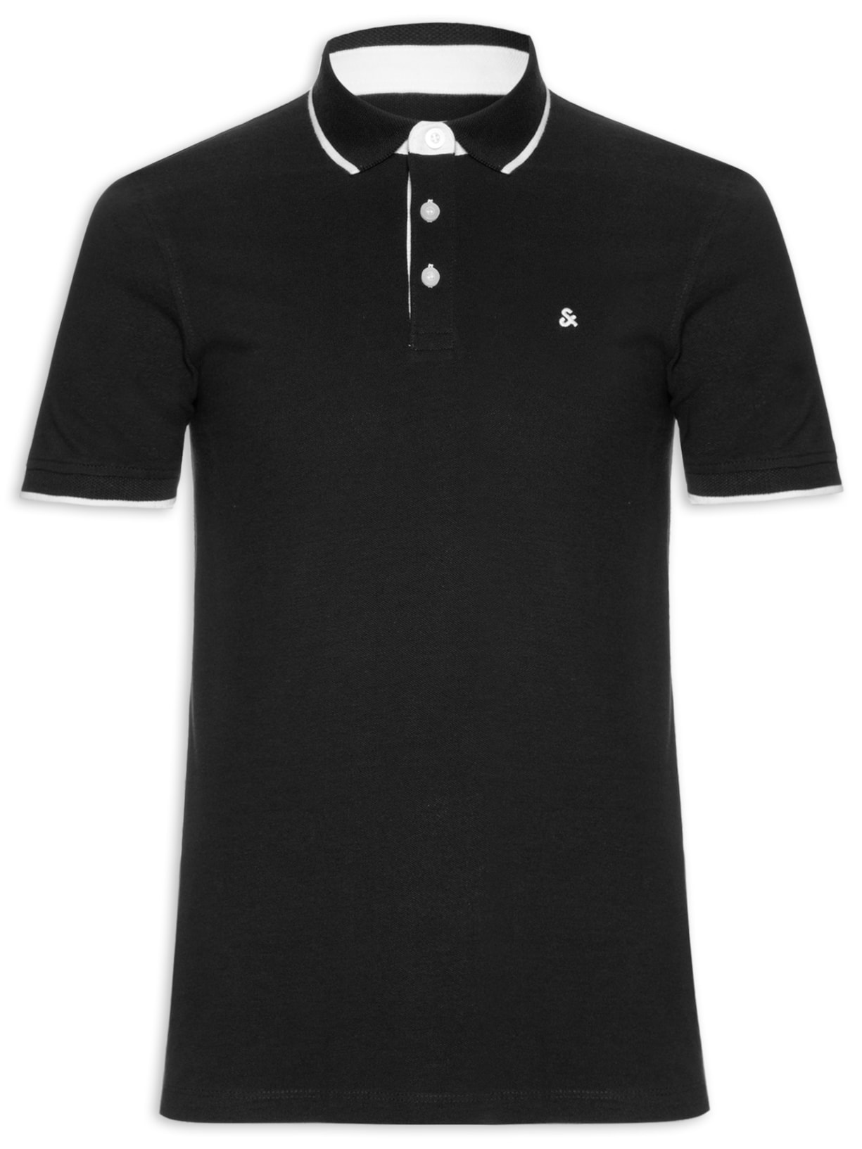 Polo Masculina Slim Fit Em Piquet De Algodão Orgânico - Preto