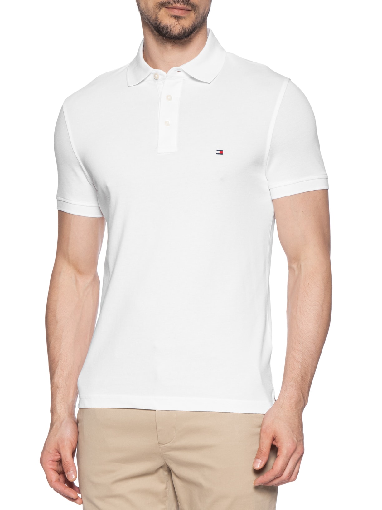 Polo Masculina Slim Fit Im 1985 Branco Tommy Hilfiger