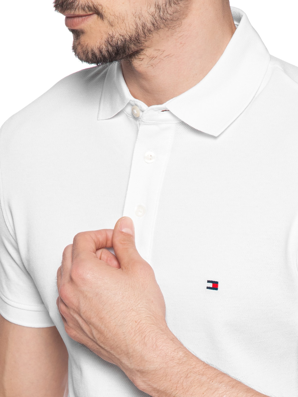 Polo Masculina Slim Fit Im 1985 Branco Tommy Hilfiger