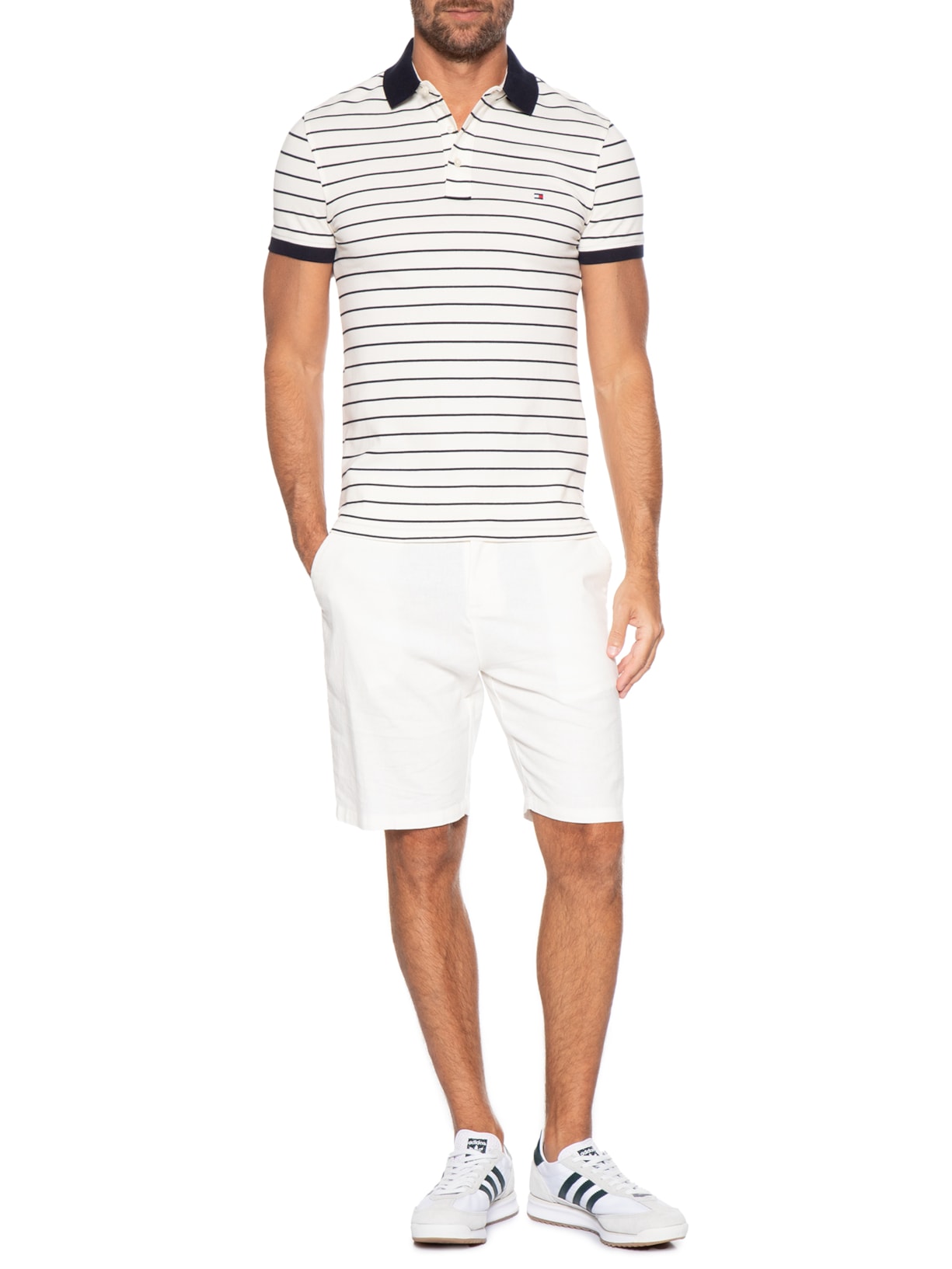 Polo Masculina Slim Fit Im 1985 Branco Tommy Hilfiger