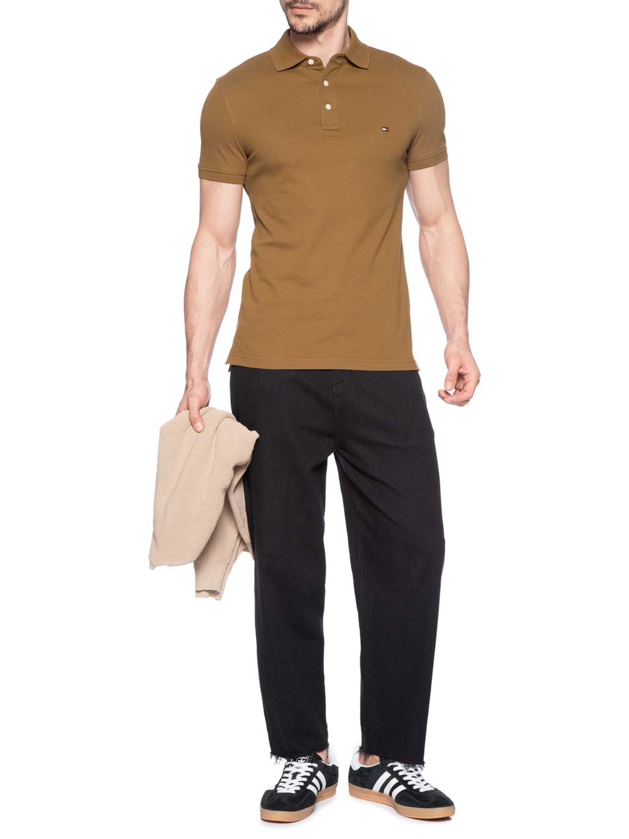 Polo Masculina Slim Fit Im 1985 Marrom Tommy Hilfiger