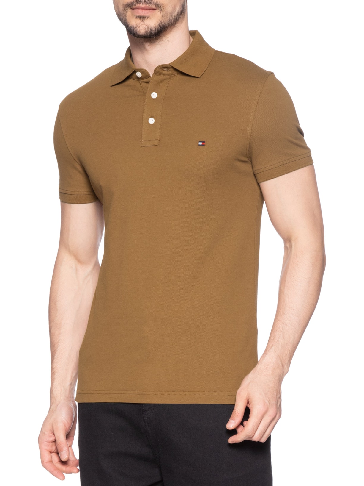 Polo Masculina Slim Fit Im 1985 Marrom Tommy Hilfiger