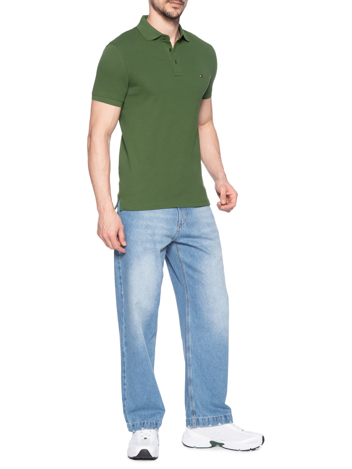 Polo Masculina Slim Fit Im 1985 Verde Tommy Hilfiger