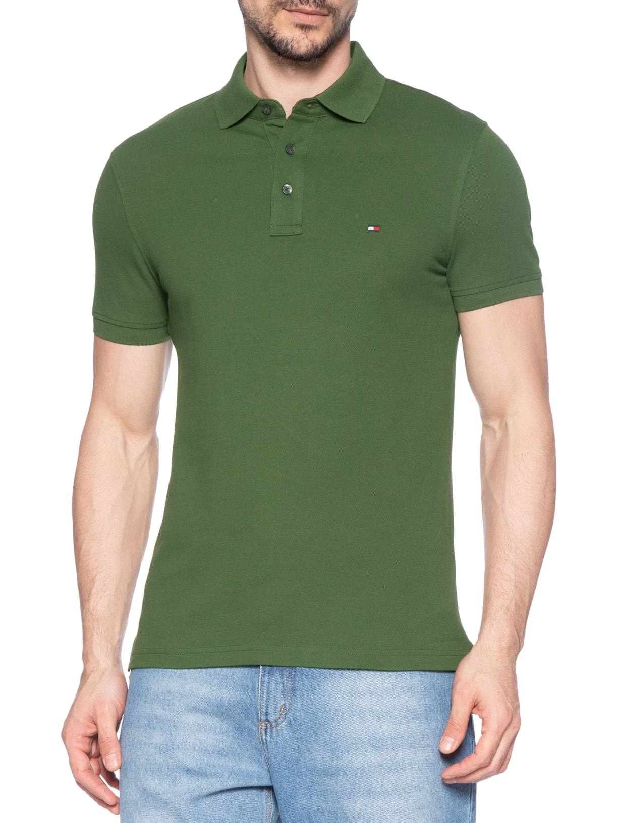 Polo Masculina Slim Fit Im 1985 Verde Tommy Hilfiger