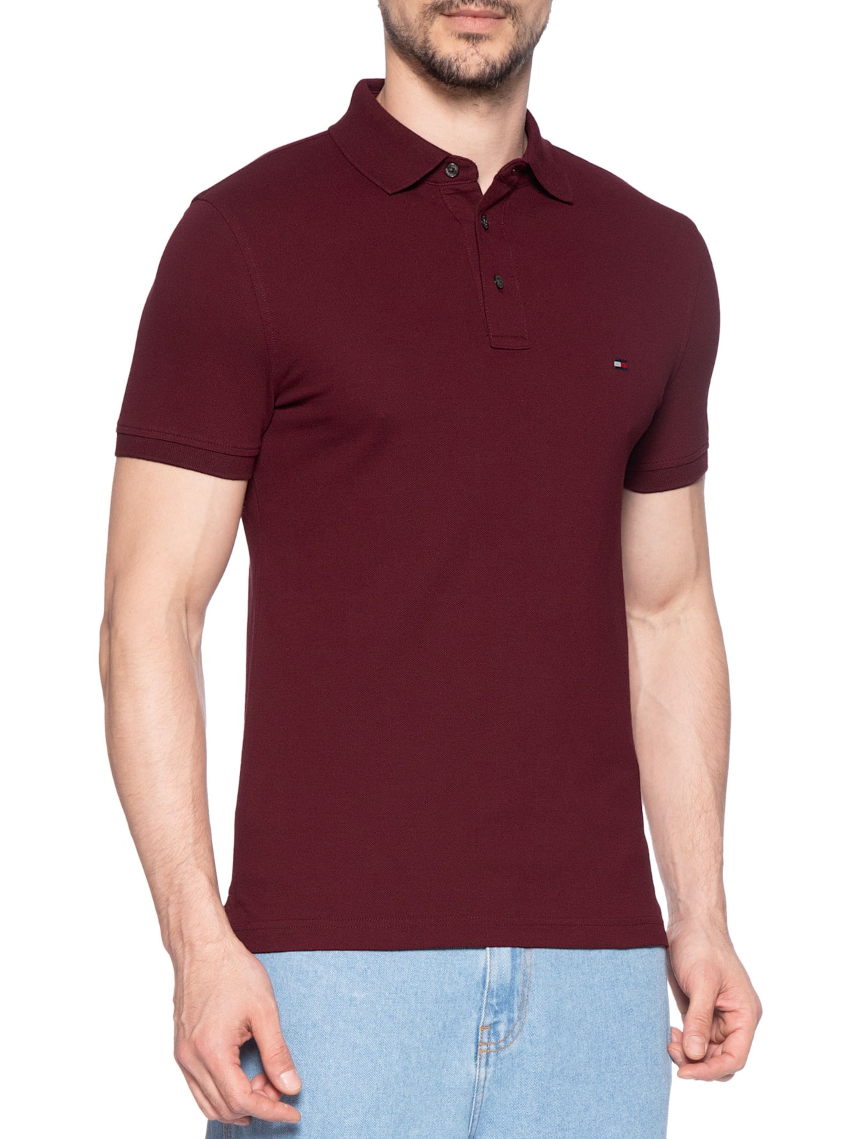 Polo Masculina Slim Fit Im 1985 Vinho Tommy Hilfiger